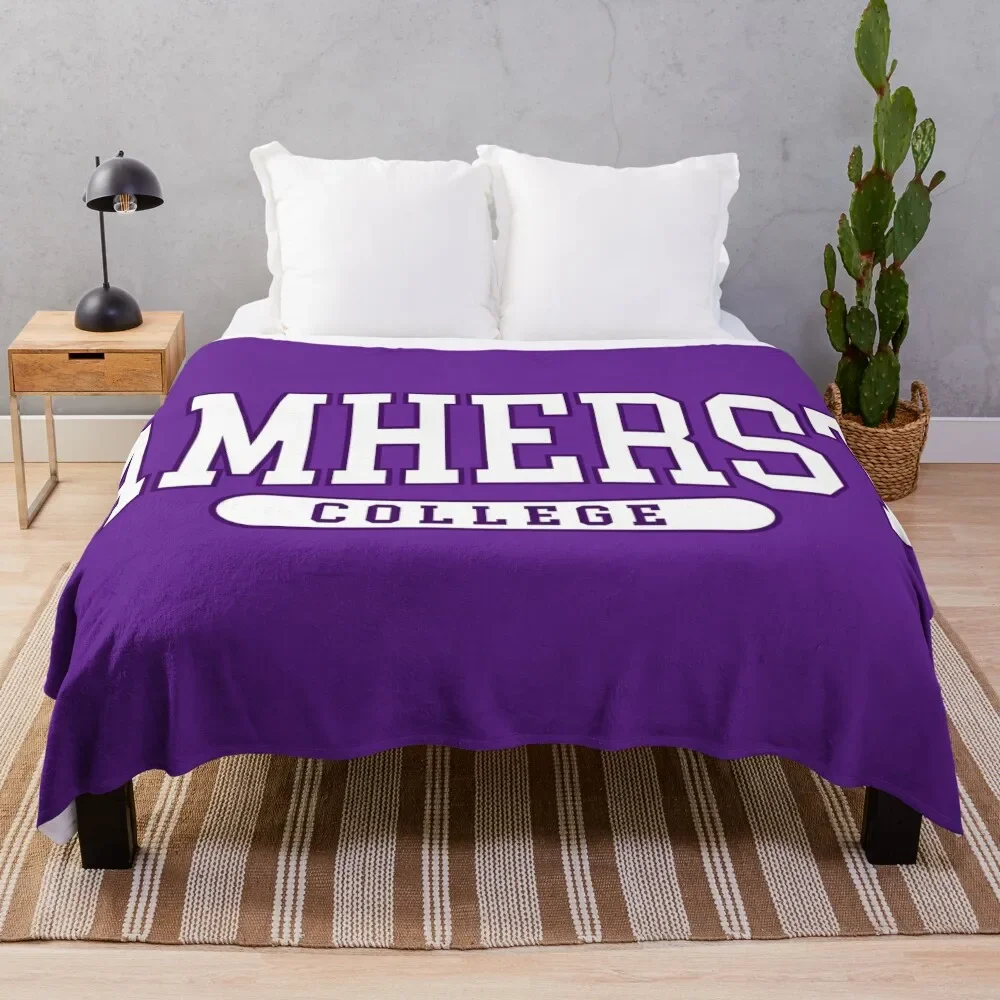 

amherst - college font curved Throw Blanket Fluffy Softs Plaid on the sofa Large Sofa Blankets