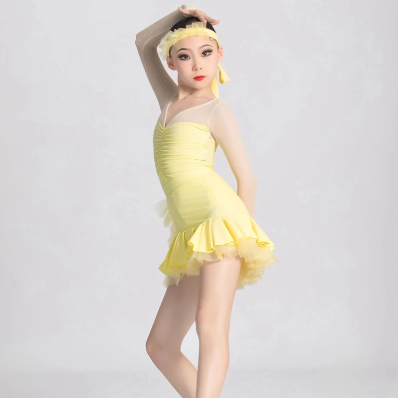 Vêtements latins, vêtements d'entraînement pour enfants, nouveaux styles de printemps et d'été, vêtements de performance professionnelle de danse avancée en maille