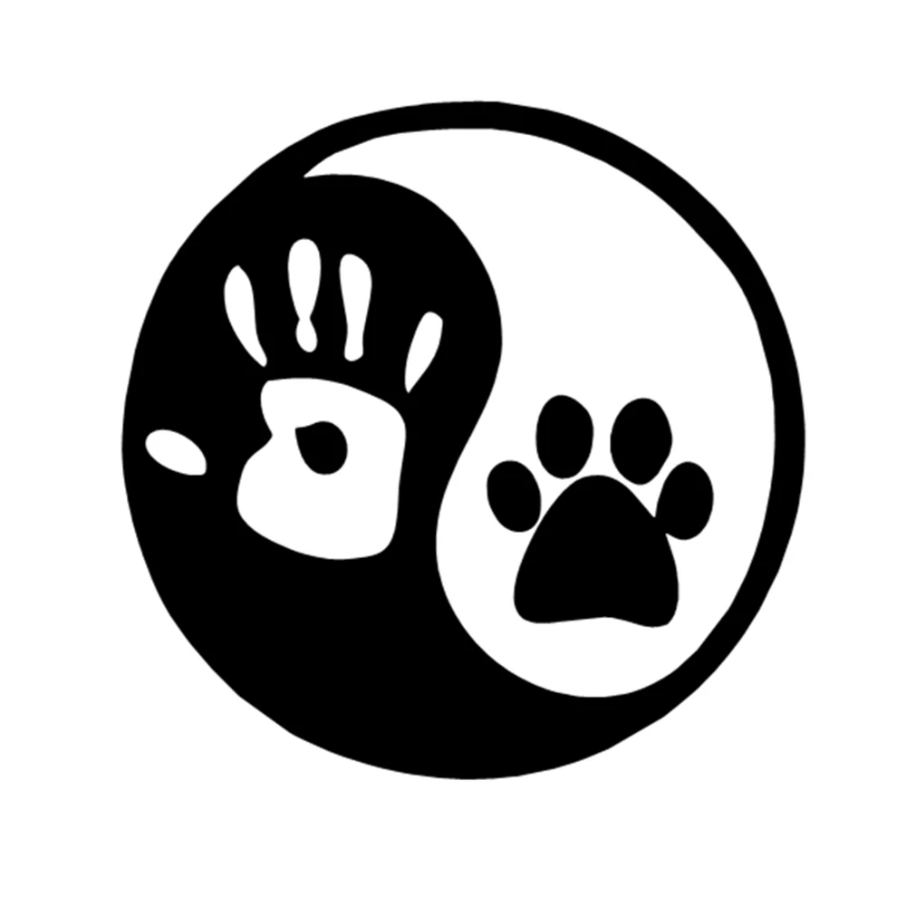 

15*15CM Yin Yang Hand Paw Vinyl Car Stickers Waterproof for SUV Truck - Playful Animal Harmony Auto Body Window Decor