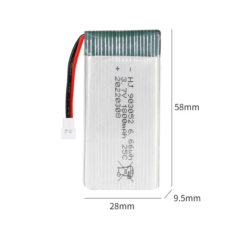 Replacement battery 3.7V 1800mAh lithium battery polymer 25C 903052 drone remote control aircraft model battery 1PCS