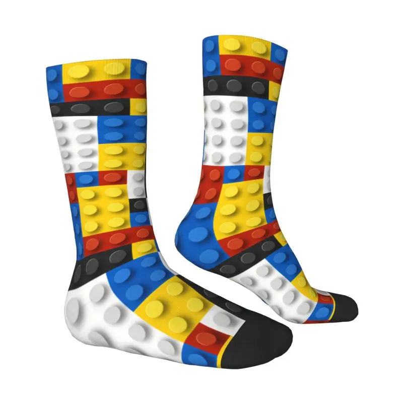 Custom Cool Colorful Building Blocks Patern Socks Women Men Warm 3D Printing Basketball Sports Socks