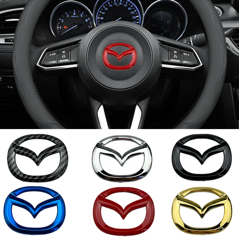 Autocollants de couverture d'emblème de volant de voiture ABS, badge de protection, décoration interne, Mazda CX6, CX9, CX7, jas7, MX5, CX5, CX3