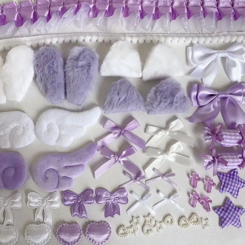DIY Bastelzubehör-Set: Spitzenband, Schleife, Engelsflügel, Stern-Ornament, gemischtes Materialset für handgemachte Haarspangen, Schlüsselanhänger und Dekorationen. – Detail 6