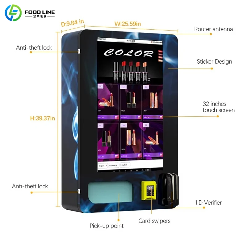 Customized Smart Age Verification Vending Machine with Face Recognition for Adults Only Products Self Service Vendor