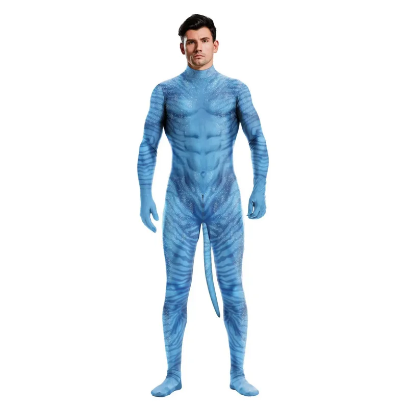 Creatieve Avatar 2 Jake Sully Cosplay Jumpsuit Party Rollenspel Neytiri Bodysuit Verkleed Outfit Zentai Pak Kostuum Met Staart