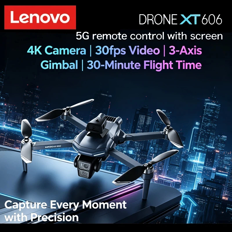 

Lenovo XT606 MAX GPS Drone | 8K HD Camera, 360° Obstacle Avoidance, FPV Screen Control, Foldable RC Quadcopter (Aerial Shoot)
