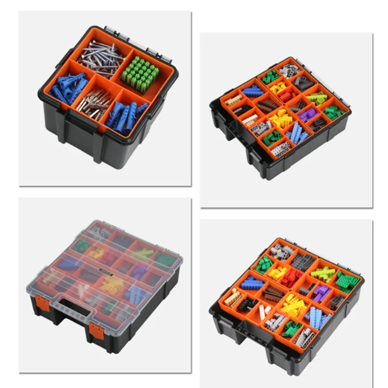 Multi-Grid Parts Box Hardware Storage Toolbox Plastic Case Portable Screw Storage Box Garage Tools Screwdriver Repair Tool Box