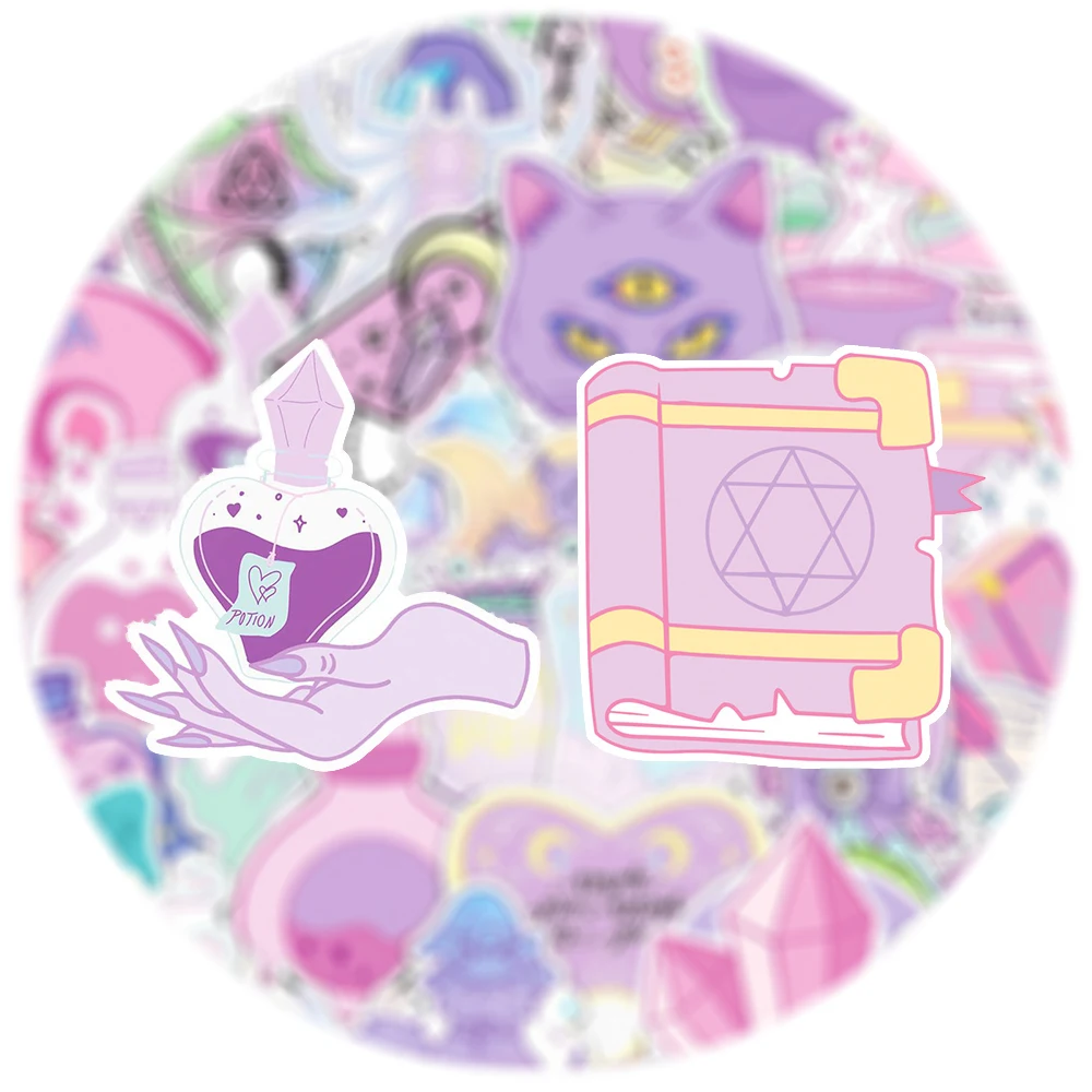 

10/30/50pcs Cute Pink Magic Witch Graffiti Stickers Cartoon Gothic Aesthetic Decals Scrapbook Laptop Phone Kawaii Girl Sticker