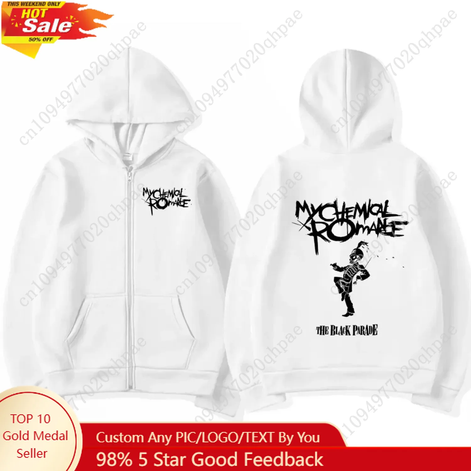 

My Chemical Romance Mcr Dead Zipper Hoodie Men Women Casual Loose Fashion Zipper Sweatshirt Men's Fashion Long Sleeves Tops