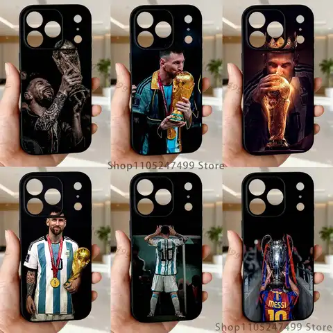 Coque de téléphone star du Football m-messis-s, pour iPhone 17,16,15,14,13,12,11,Pro,Max,Plus,E,SE4,Air,Mini, Funda souple noire