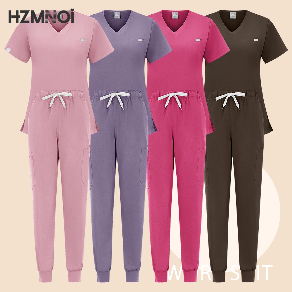 HZMNOI Thick Highquality Suit Unisex Pharmacy Nursing Hospital Doctor's Work Clothes Dental Clinic Beauty Salon Surgical Clothes