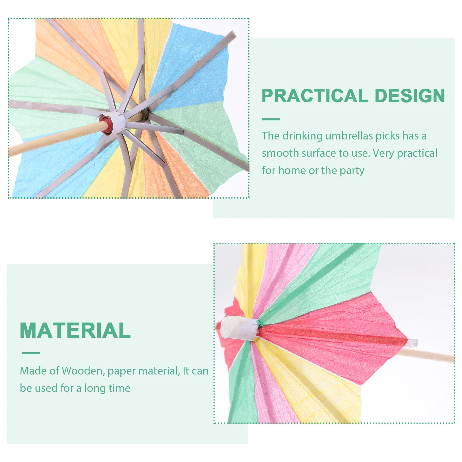 

50pcs Cocktail Drink Umbrellas Fruit Picks Decorative Paper Sticks for Party Tropical Luau Beach Theme Cake Sign Picks