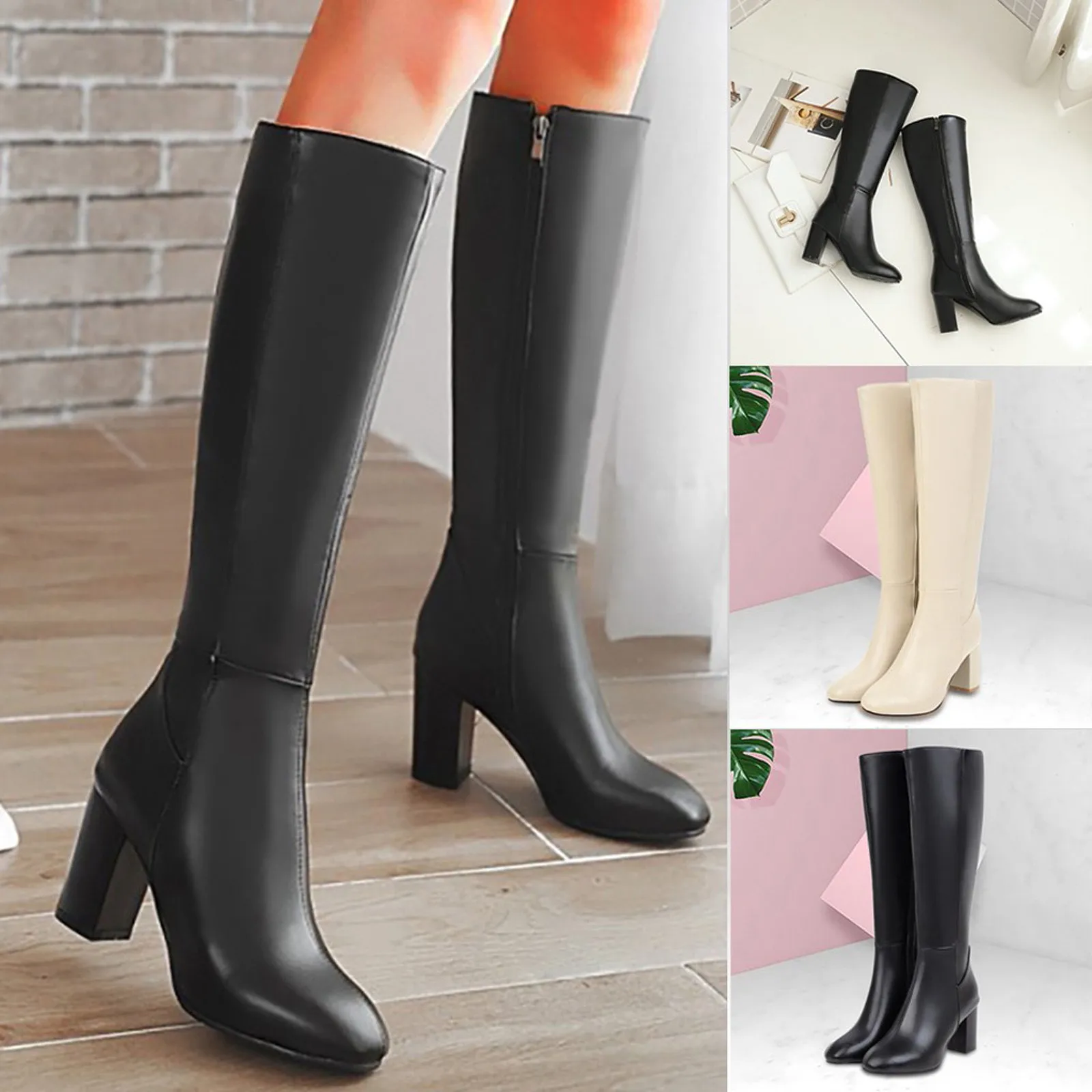 Autumn And Winter Women\'S High Boots Fashion Soft Leather Back Zipper Long Boots Ladies Comfortable Knee High Boots Botas Mujer