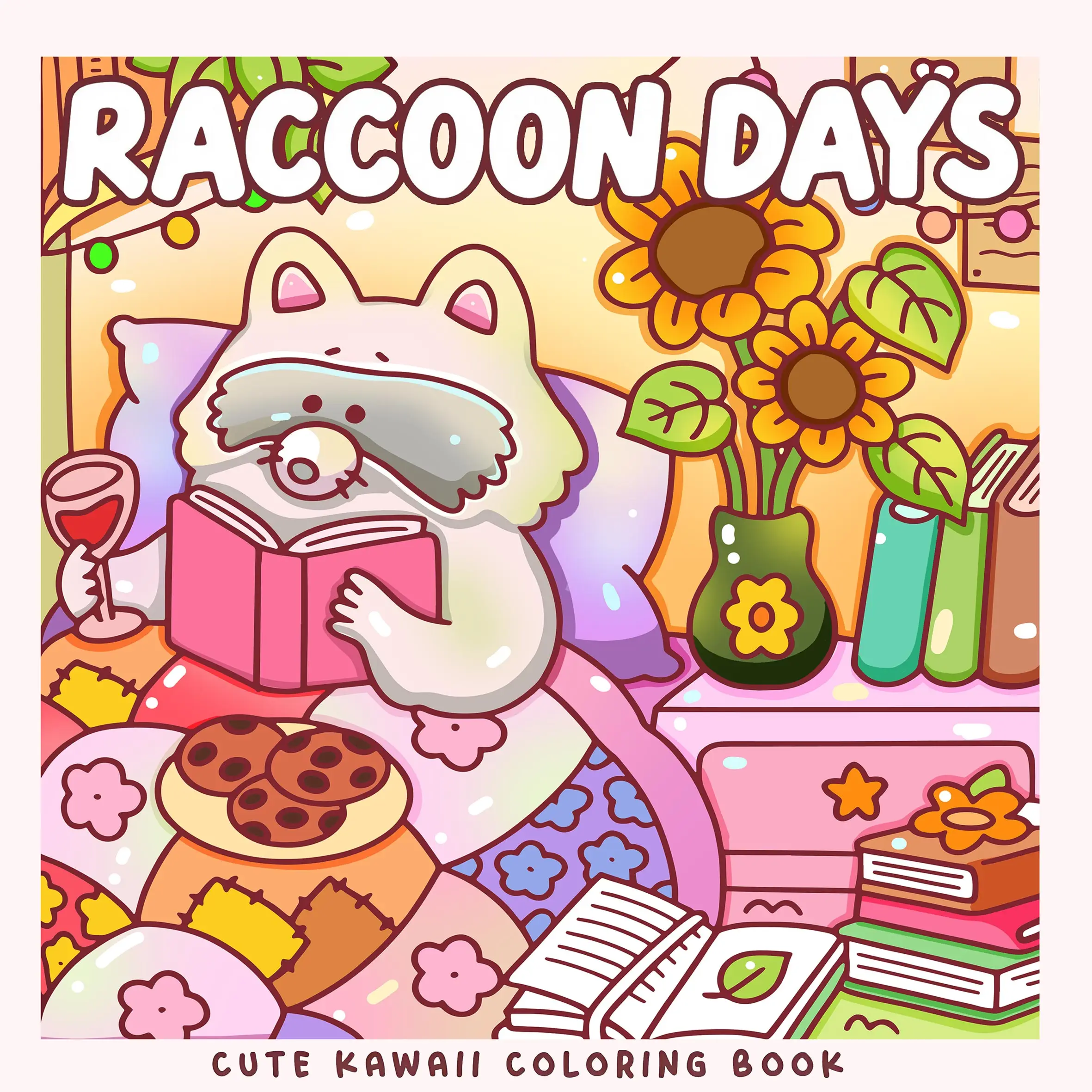 

RACCOON DAYS Bold-easy Patterns Coloring Book for Adults Cute Drawing Book Perfect Gift for Party and Birthday