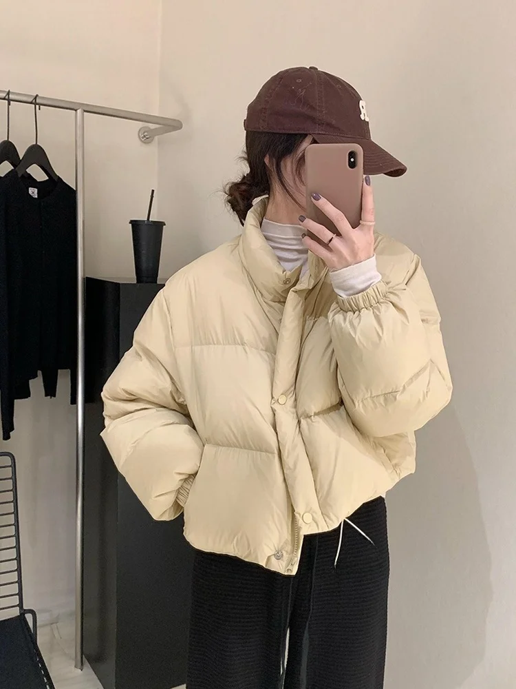 

Off-Season Korean Sle Women's ort Puffer Cotton Jaet Bread Coat Winter New Arrival Loose Fit Polyester Fiber Fill