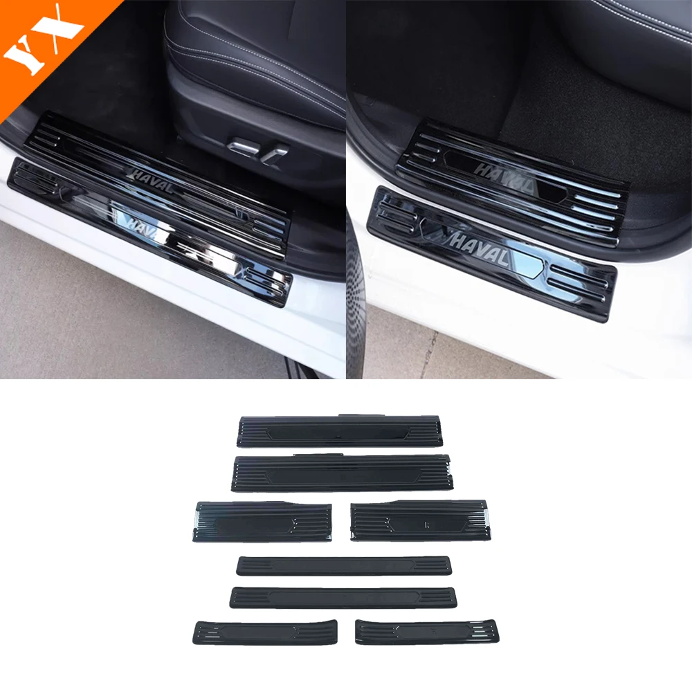 

Аксессуары из нержавеющей стали для Haval Jolion 2021-2024, черное Серебряное украшение, Накладка на порог двери автомобиля, защитная накладка на педаль