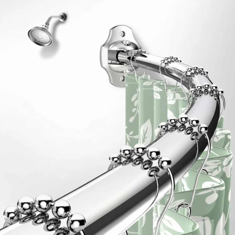 

Curved Shower Rod 42-73 Inch Adjustable Stainless Steel Bathroom Space Saver Chrome Finish