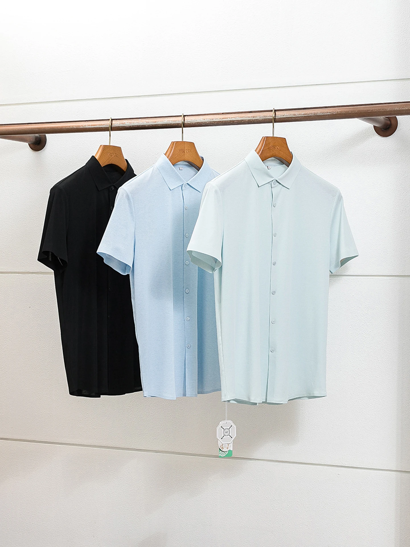 

Summer men's cool short-sleeved shirt, high-elastic non-ironing mulberry silk short-sleeved shirt