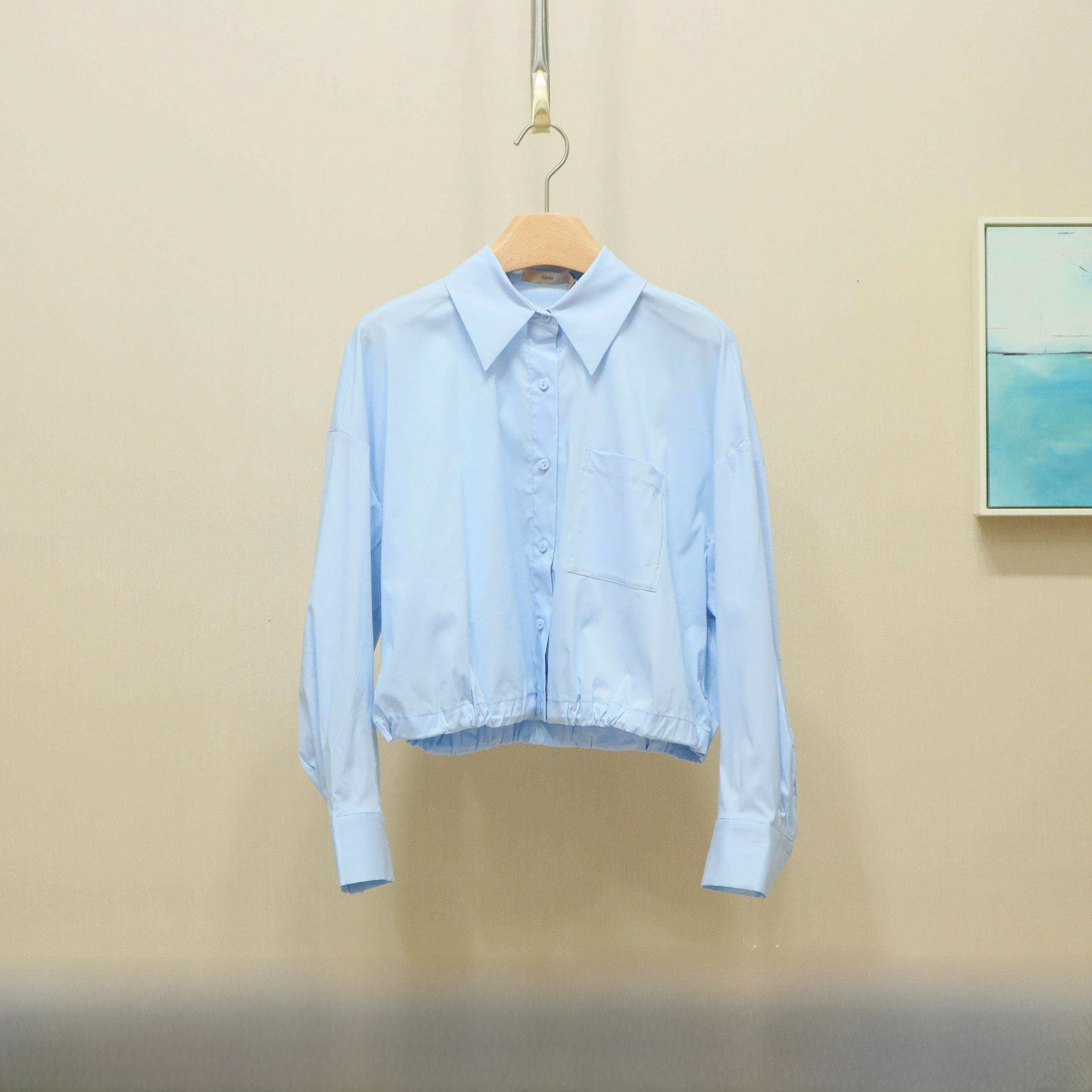 

Casual Simple Long Sve irt Spring New Sle Commute Sle Loose Fit Cotton Blend UV Protection Collar Women's irt