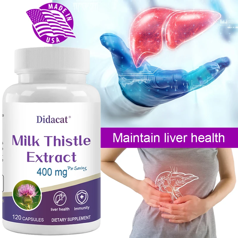 

Milk Thistle Extract Capsules - Liver Detoxification and Cleansing Repair, Healthy Liver Function, Immune Support