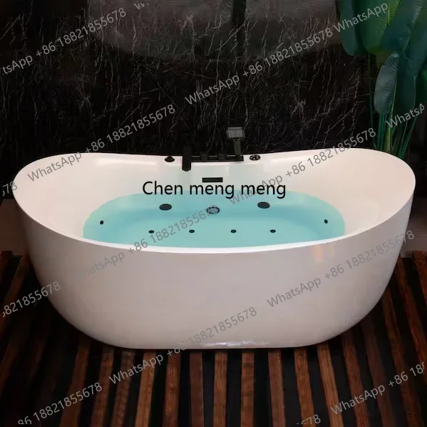 

Flatbottom Free Standing Whirlpool and Air with Inline Heater Bathtub Pure Acrylic Oval Bathtub Smart Massage Bath Tub