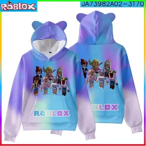 ROBLOX-Camisola com capuz Cat Ear for Children, impressão digital, minúsculo algodão, fantasia, crianças, inverno, 2024 12 principais vendas blusa do roblox - №2