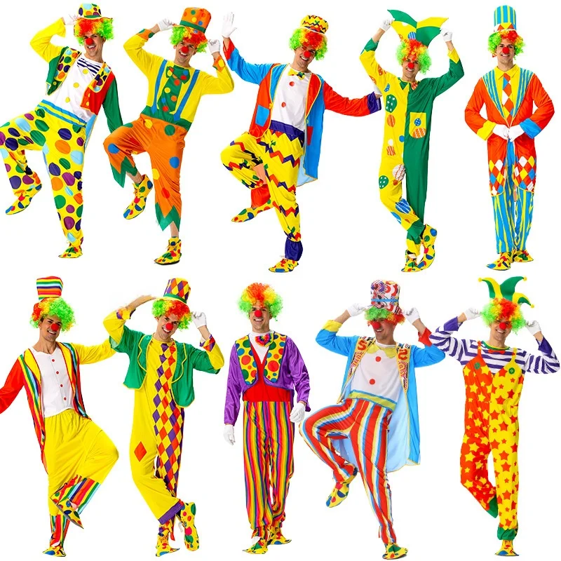Halloween-Kostüm für Erwachsene, Clown-Anzug-Set, Performance-Outfit, chinesischer Hersteller, originelles Design, Bühnenaufführungskleidung