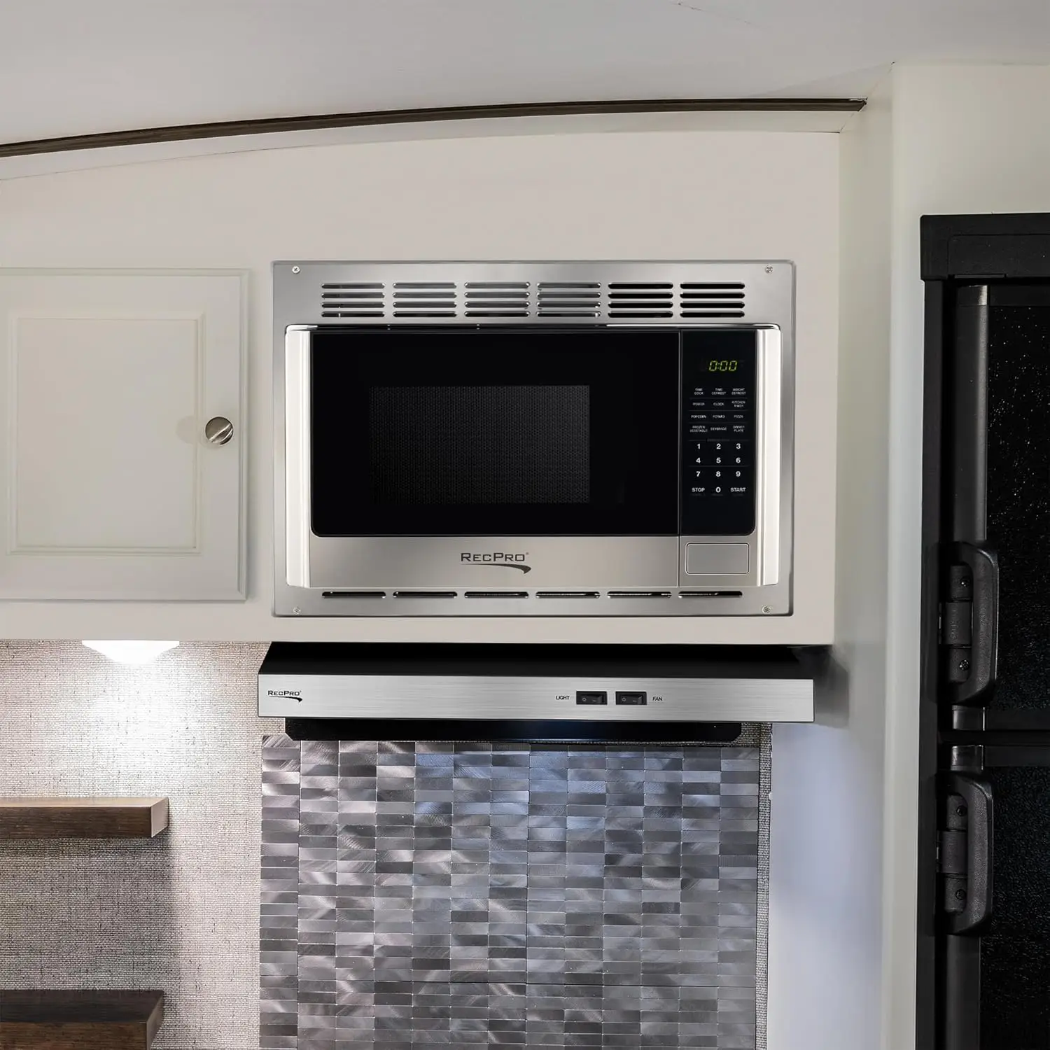 RV Microwave with Trim Kit | 1.0 Cu. Ft. | 900W | Direct Replacement for Greystone and High Pointe (Stainless Steel)