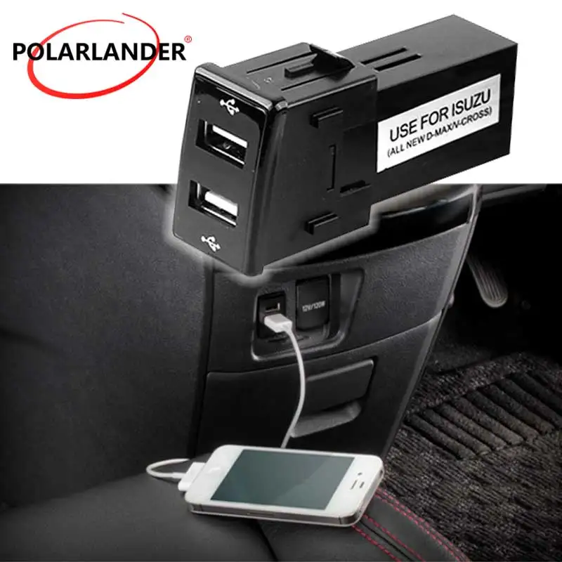 Isuzu Car Dashboard USB Charger 2 Ports 2.1A Max Output 5V ABS Housing Phone Navigator Charger