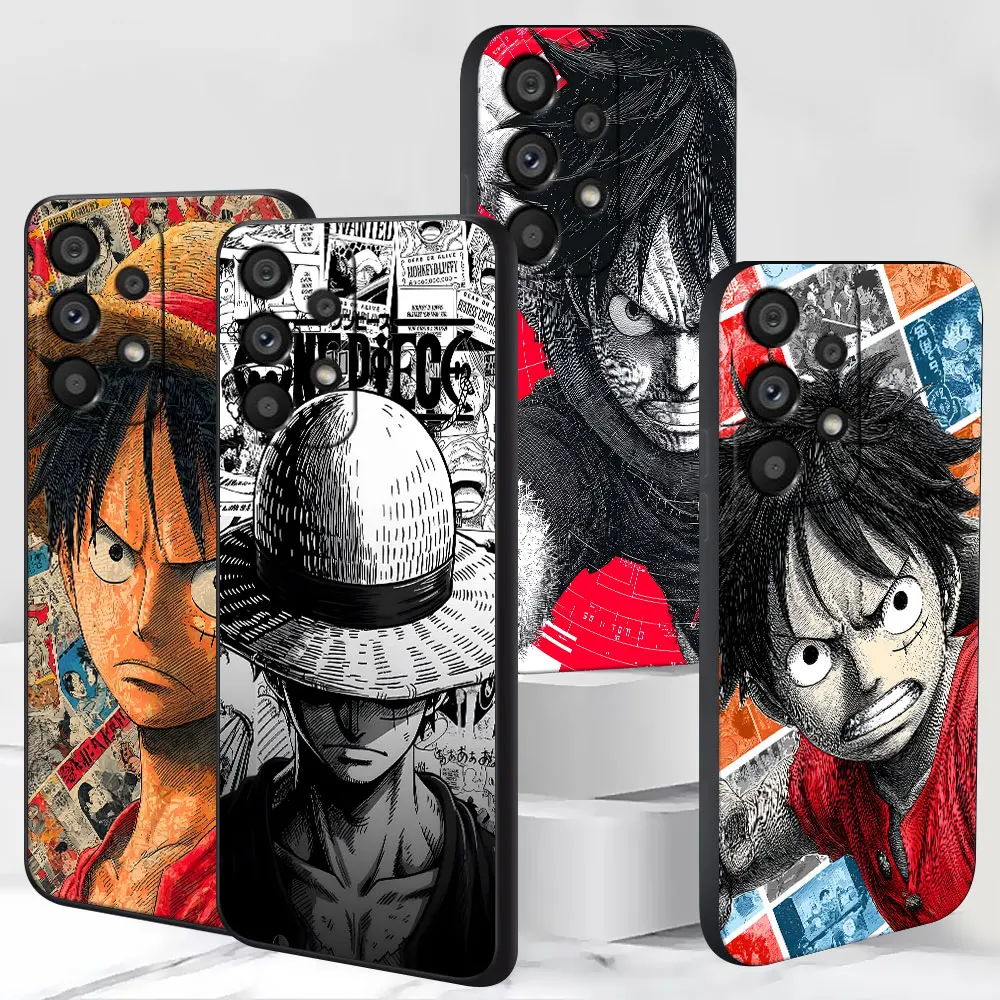 One Piece Comic Luffy Case for Samsung Galaxy A30s A10 A10s A20 A20s A70s A06 A9 A40 A7 A8 A04s A5 Black TPU Frosted Phone Cover