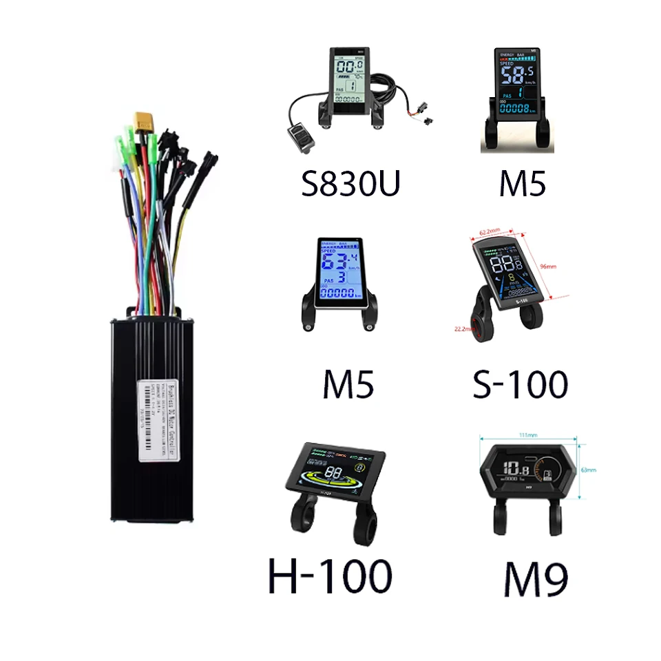 17A Sine Wave Controller with Display 36V 48V 350W Brushless Motor controller Ebike Conversion kit parts