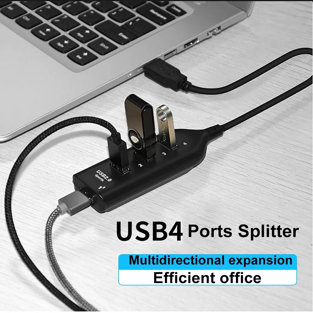 4 Ports USB HUB Multi USB 2.0 Splitter USB 2.0 Expander Cable Interface Dock USB Extension Power splitter Adapter For Laptop PC