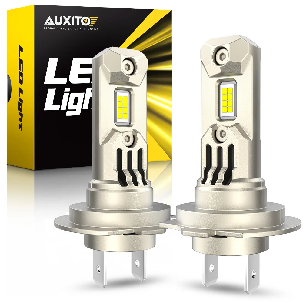2Pcs AUXITO Turbo H7 LED Canbus Error Free Lights Bulb with Fan Dipped Beam Mini Size 360 Lighting Headlight Headlamp 12V 6500K