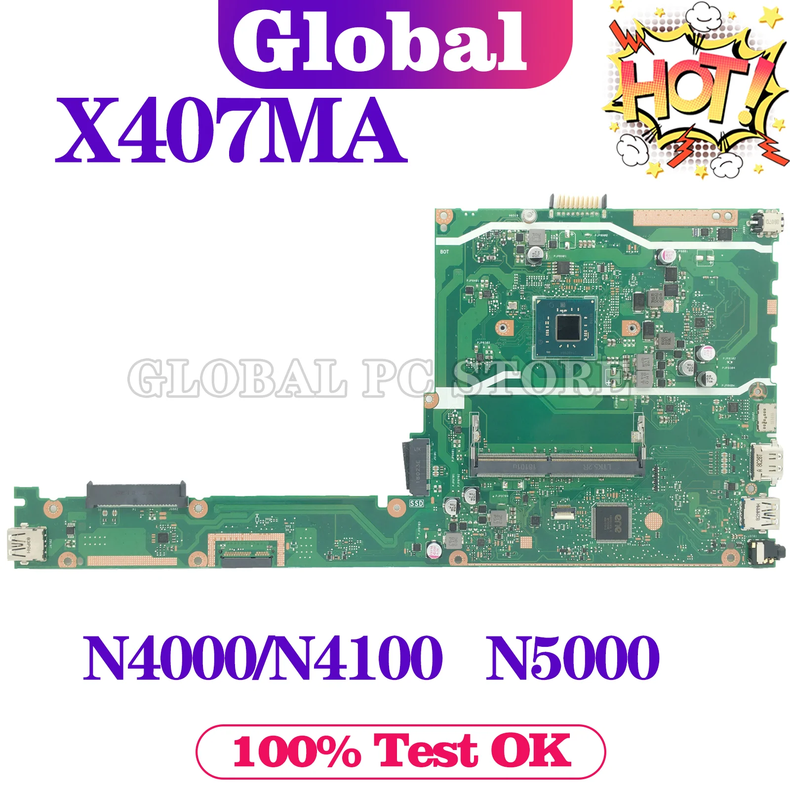 

KEFU Mainboard For ASUS X407M X407MA F407MA F407M Y4000MA Laptop Motherboard N4000/N4100 N5000 DDR4