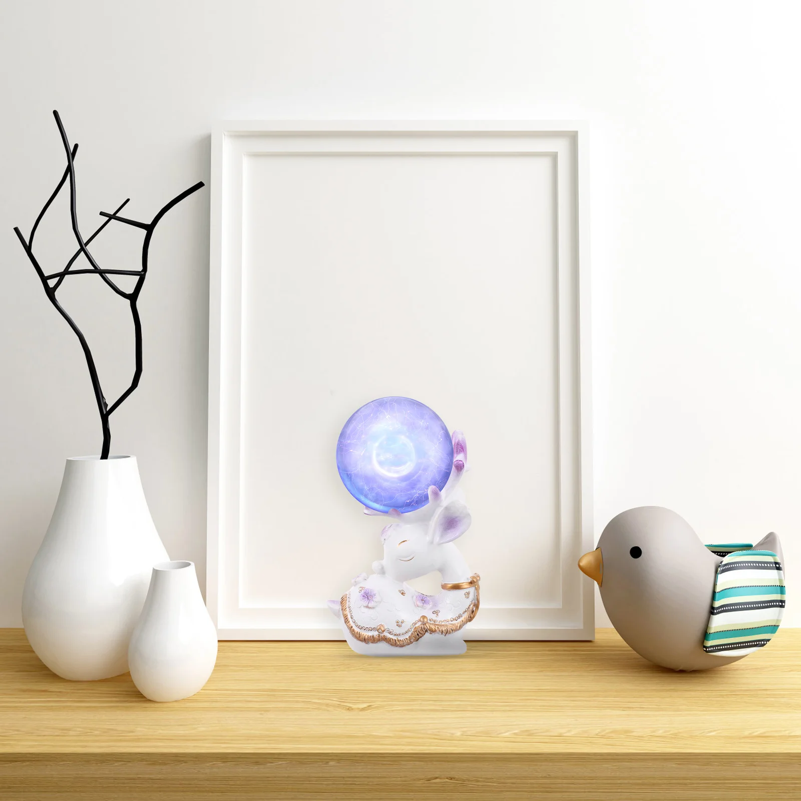 

Crystal Ball Base Resin Deer Ornament Cute Home Desktop Decor for Living Room Bedroom Car Desk Decorative Craft Gift for Friends