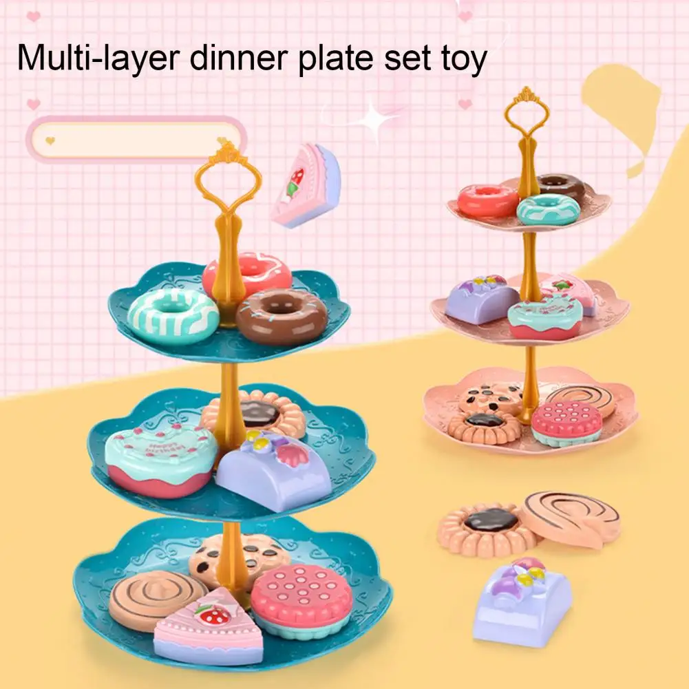 Miniature Fake Dessert Easy to Clean Bright Color Simulation Afternoon Tea Toy Toddler Cake Biscuit Doughnut Model Toy