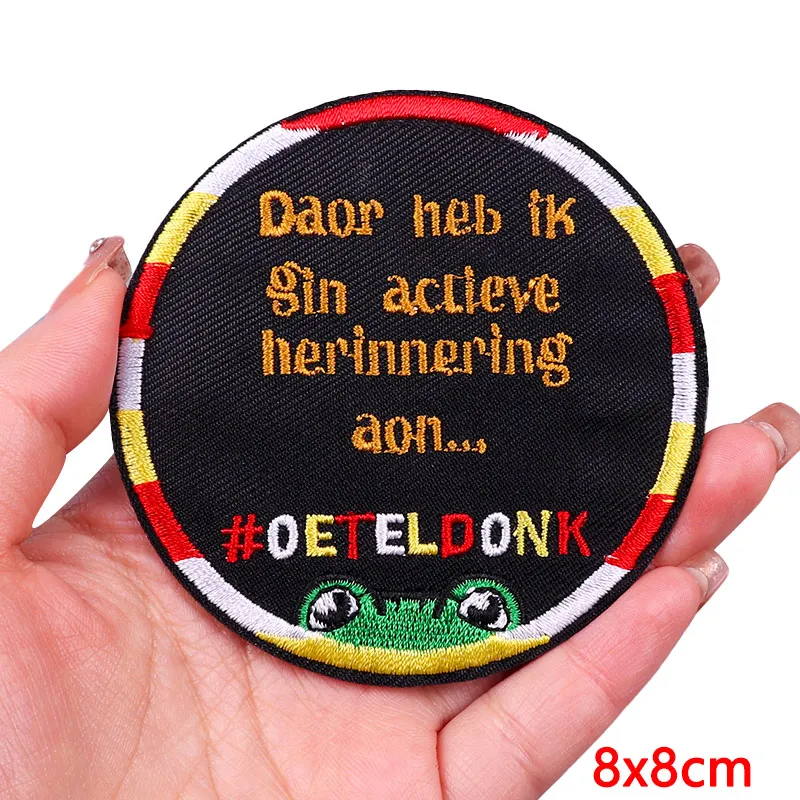 Patch d\'emblème Oeteldonk des Pays-Bas, couture brodée, patchs de carnaval de grenouille pour vêtements, fer sur patchs, bricolage