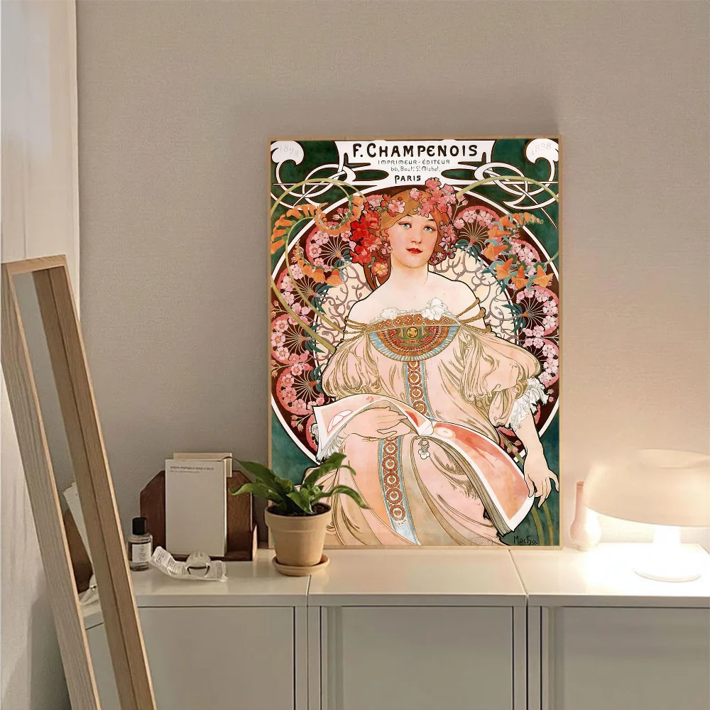 Plakaty z klasyczny Vintage sztuki Alphonse Mucha wysokiej jakości Retro plakaty na ścianę do dekoracja ścienna do pokoju domu