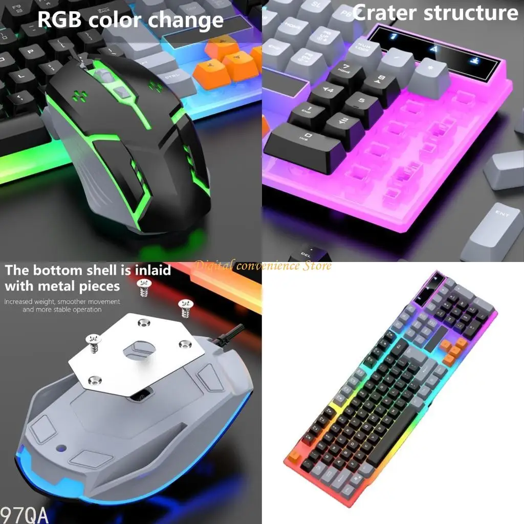 

97QA Gaming and Office Keyboard with Lights 104Keys USB Keyboard Ergonomic Design