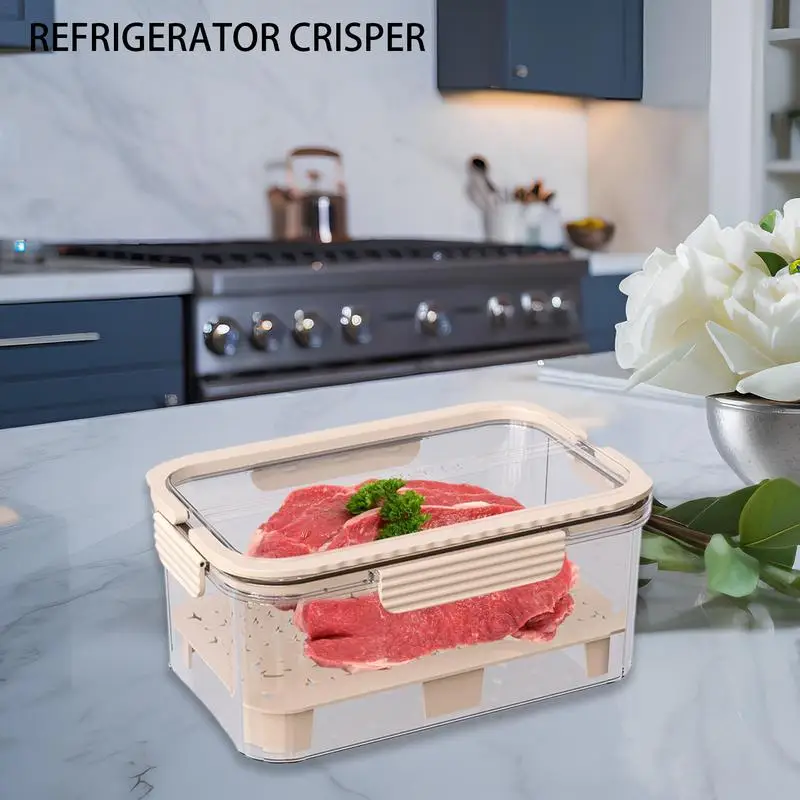 Refrigerator Crisper Box Clear Tight Seal Portable Produce Saver Storage Bins Multifunctional Freezerable Lettuce Container For