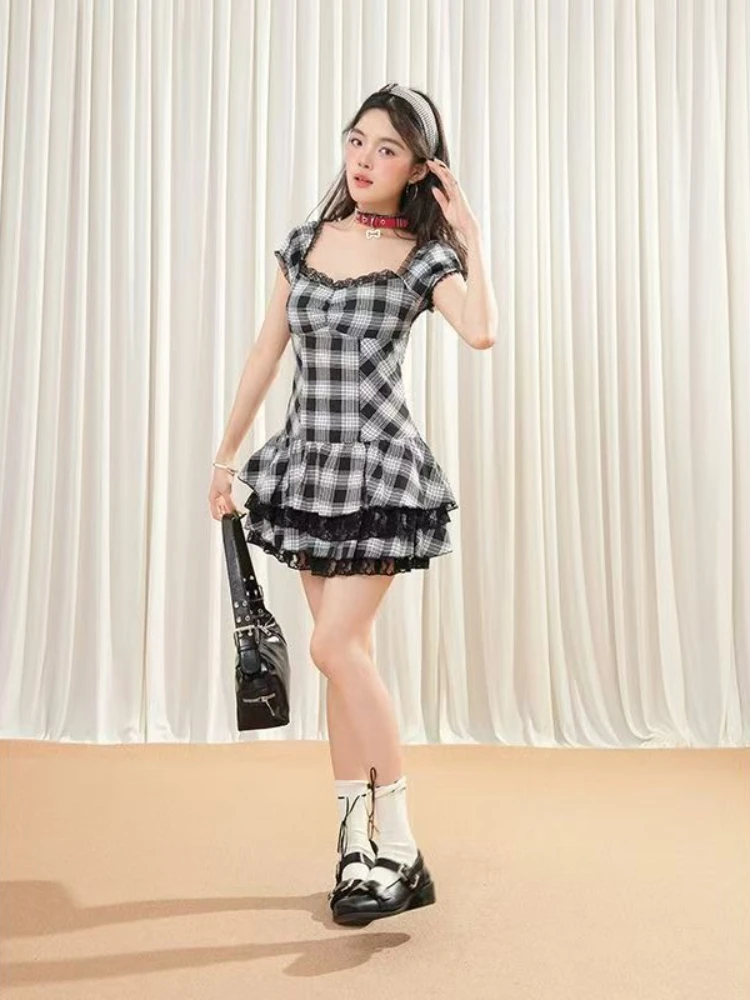 فستان نسائي صيفي بتصميم كلاسيكي أمريكي على طراز Preppy ياباني كاواي حلو لوليتا تصميم للحفلات فستان قصير أنيق ملابس نسائية