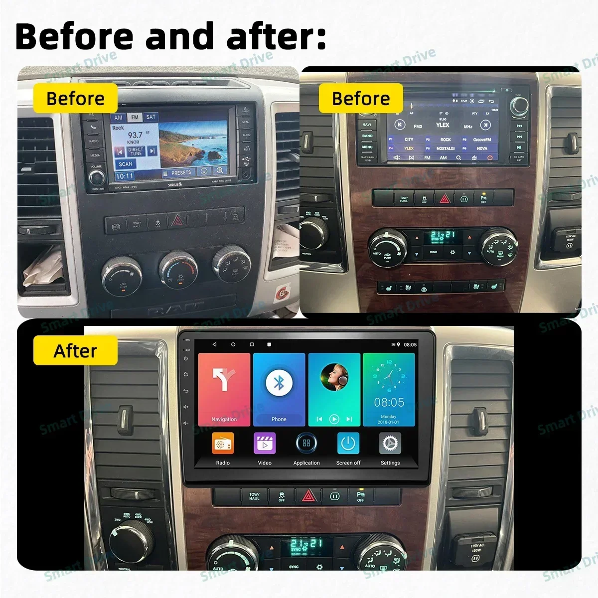 Android Multimedia for Dodge Ram 1500 2500 Pickup 2008-2012 Car Radio 2 Din Stereo Carplay GPS Navigation Head Unit Autoradio