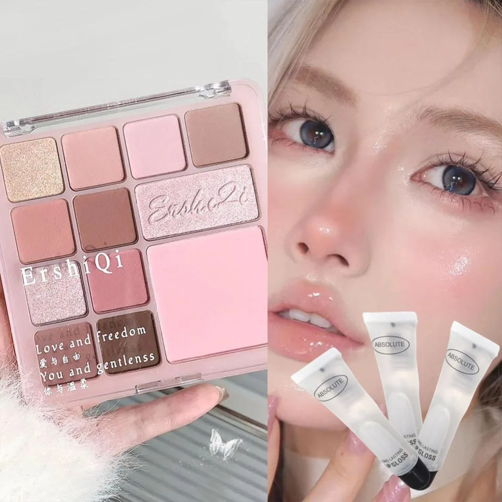 Palette de maquillage coréenne tout-en-un pour le visage, fard à paupières mat, scintillant, scintillant, fard à joues liquide lissant et surligneur