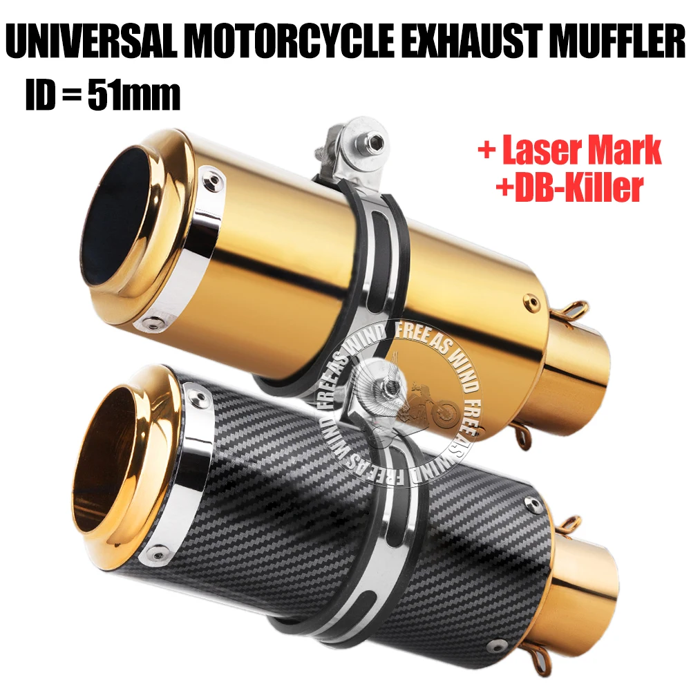 

Universal 51mm Golden Stainless Steel Exhaust Pipe Muffler for Motorcycle Dirt Bike Atv sc Tailpipe Modified Parts With DBKiller