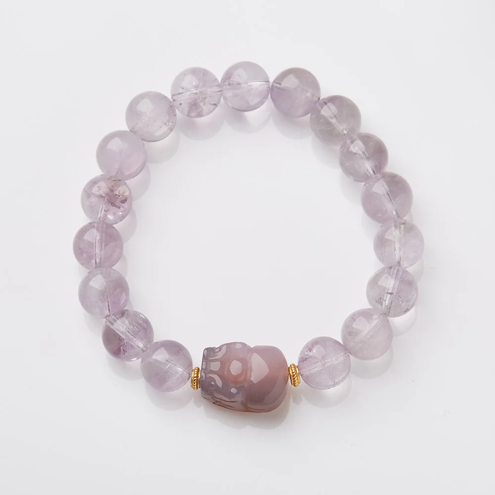 Natural Purple Jade Bracelet for Women Salt Source Agate Pixiu Buddhist Beads Bracelet Beaded Hand Jewelry Gifts