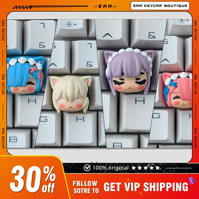 era personalizado 3d anime cartoon keycap original resina keycap remram dos desenhos animados emilia acessorios teclado mecanico presente kawaii 01