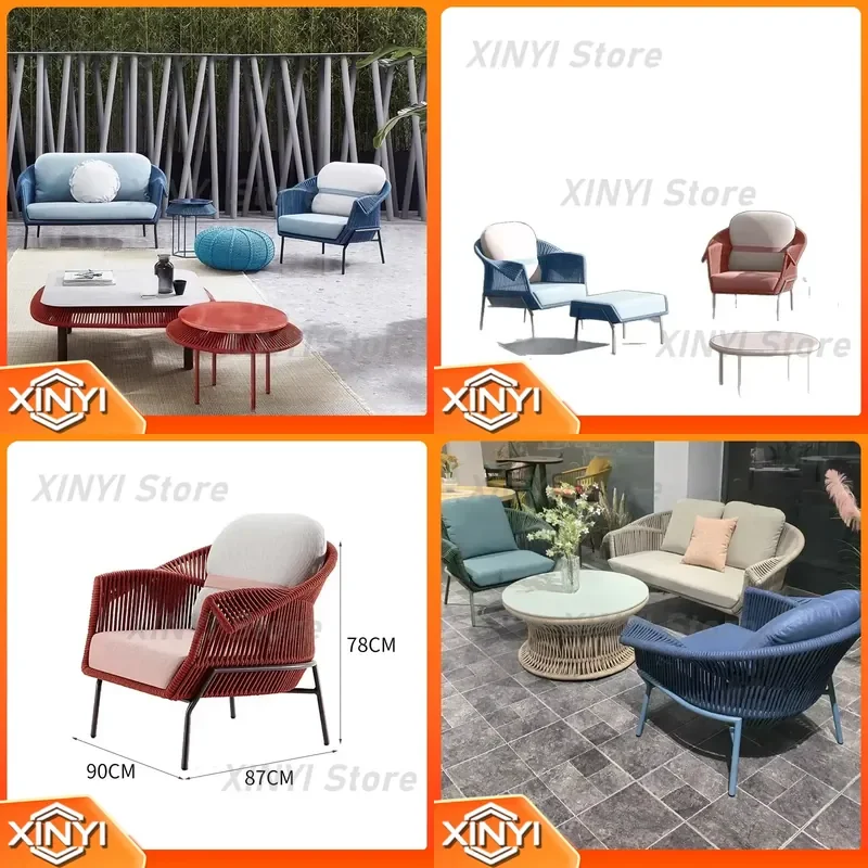 Outdoor Rattan Sofa Set 3 Piece for Hotel Homestay Commercial Leisure Garden Patio Courtyard Furniture Outdoor Living Room
