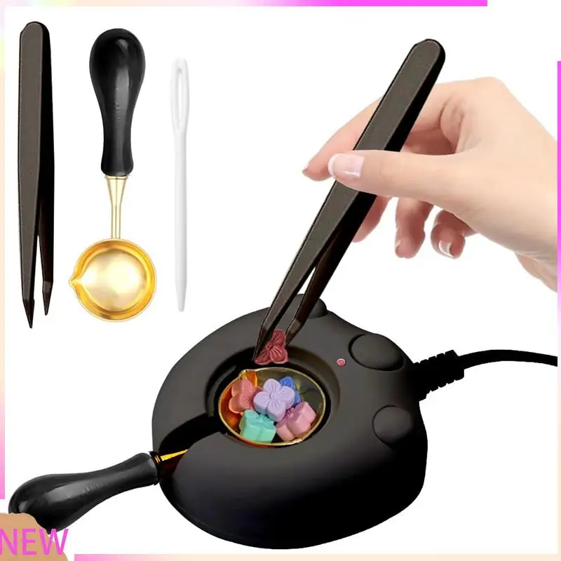 

B15C Electric Wax Seal Warmer, Black Wax Seal Kit With Spoon And Tweezers Great Tool For DIY Wax Seals, US Plug