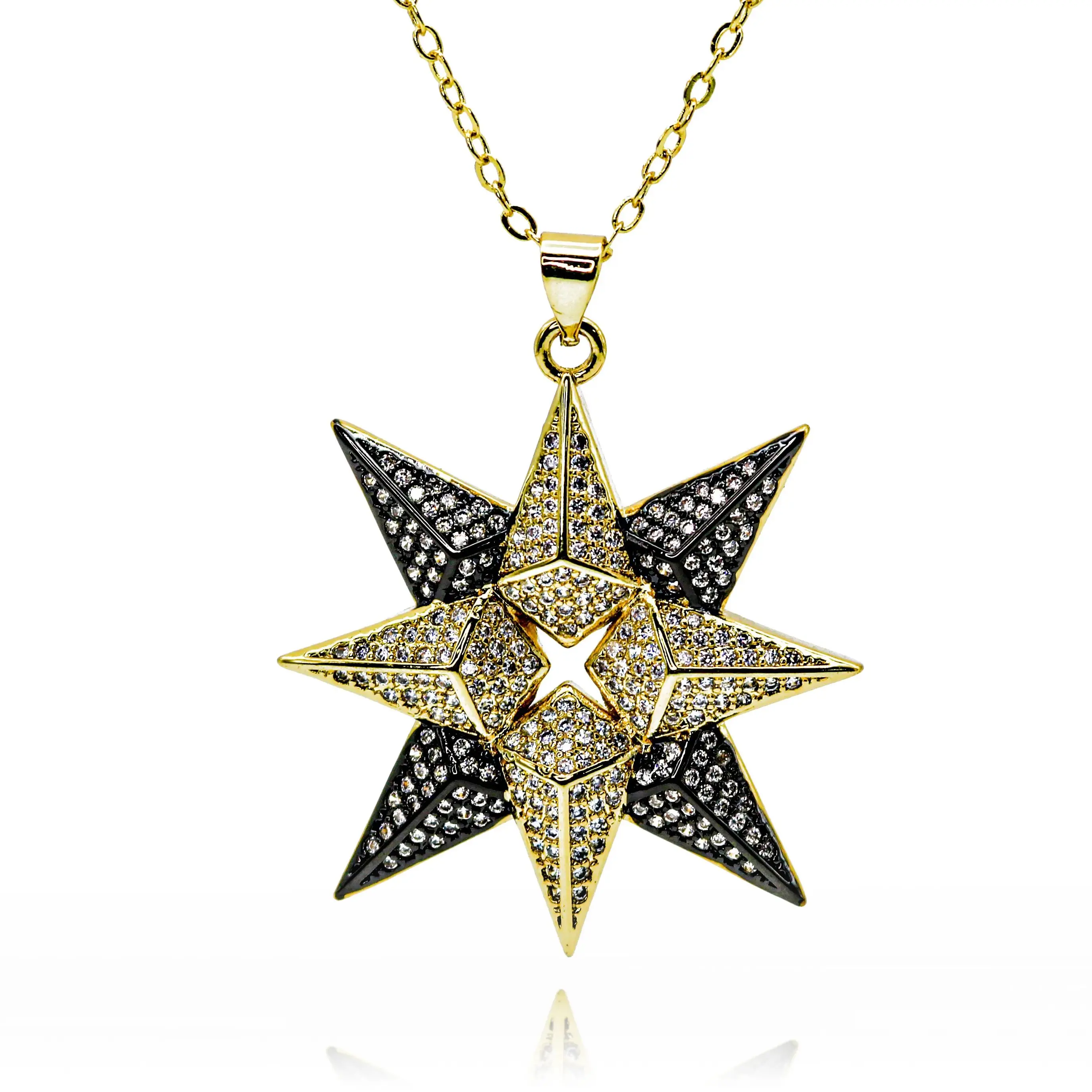 Gold Color Shining Star Charms for Necklace Bracelets Earrings CZ Paved Grey Sparking Sun Pendant DIY Jewelry Accessories Gifts