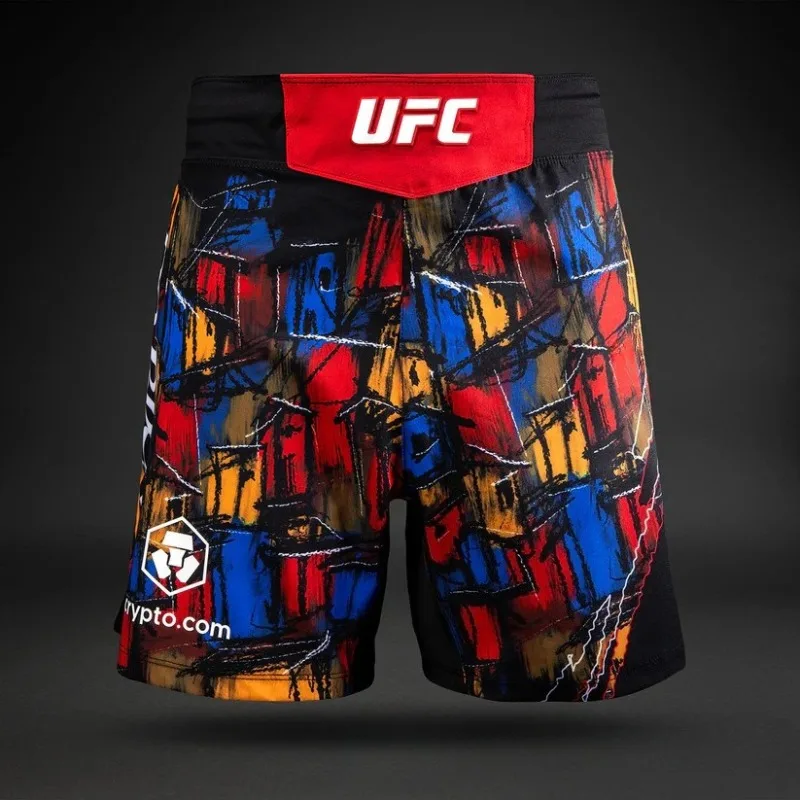 UFC Men's Digital Print MMA Combat Boxing Shorts Training Breathable Quick Dry Gym Workout Muay Thai Sanda Fight Gear